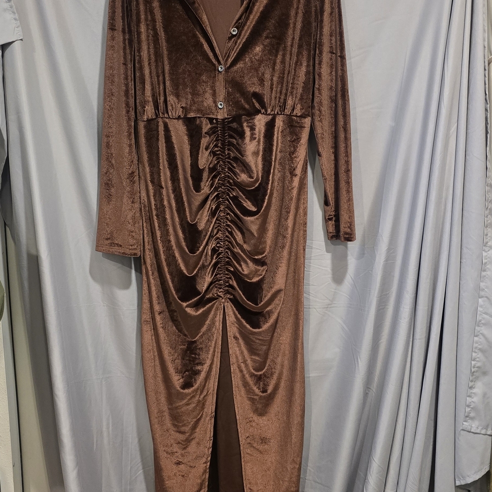 Amazon Women's Long Sleeve Brown Dress